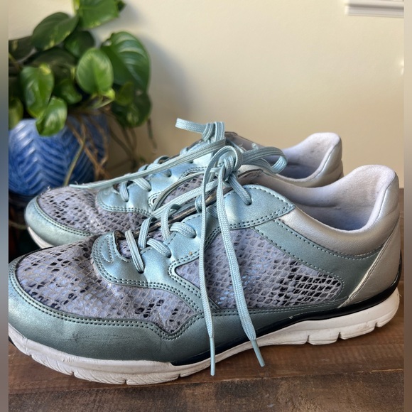 DREW Shoes - Drew Sneakers Sky Blue Snake Skin Sporty Chic Athletic Metallic Style